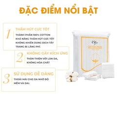 Bông Tẩy Trang Ceiba 222 Miếng không xơ, mềm mịn, siêu thấm hút
