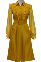 Váy xếp ly ELMI thời trang cao cấp màu vàng EV49