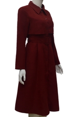 Váy choàng dài nhung ELMI thời trang cao cấp màu đỏ đô EV52