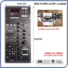 Mạch Board loa kéo công suất 500w, KT 14.5x 31.5 cm, loa đơn hoặc đôi 40cm, 50cm