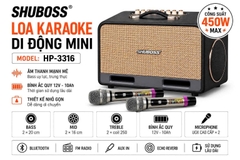 Loa Karaoke Di Động SHUBOSS HP3316 450W – 2 Bass 20, 2 Trung 16, DSP Reverb