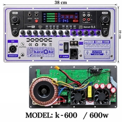 Mạch Loa Kéo Karaoke K-600 600W Bluetooth 9.5 Có Echo DSP Digital USB AUX Optical FM