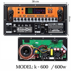 Mạch Loa Kéo Karaoke K-600 600W Bluetooth 9.5 Có Echo DSP Digital USB AUX Optical FM