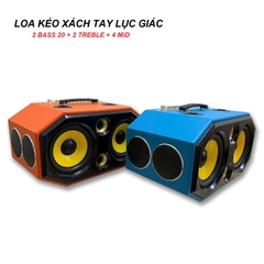 Loa kéo mini xách tay lục giác ADX2202LG, 350W, 2 Micro, 2 bass 20cm + 4 Mid + 2 Treble