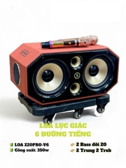 Loa kéo mini xách tay ADX220-LG lục giác, 6 đường tiếng 350w, 2 Micro, 2 bass 20cm
