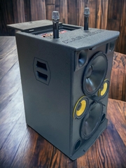 Loa kéo bình ADX-212b 3 tấc đôi công suất lớn, 800w, 2 Micro UHF, Micro chống hú cao cấp