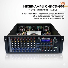 Ampli Nhạc Lễ GHS CD-600 Class D, 800w x 2CH – Công Suất Lớn, 8 line