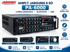 Amply Jargunis 8 sò PA-6000, 2 kênh 200wx2CH, Bluetooth, Usb