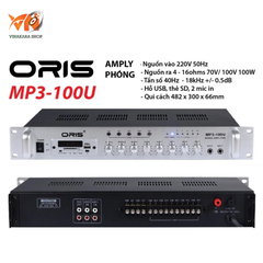 Amply phóng thanh Oris MP3-100U, công suất 100w, USB, AUX Bluetooth