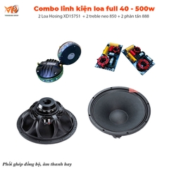 Combo linh kiện loa Full Array 40 - 500w, Hosing XD15751, treble neo 850, phân tần PR-888