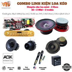 Combo Linh Kiện Loa Kéo CB216-LK 2 Bass 16| Mạch K180, Bass 16, Mid 10, Treble 250, Micro Led