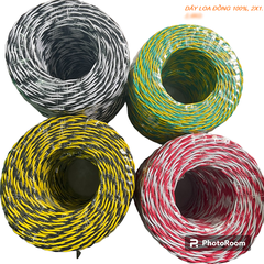 Dây loa đồng đỏ đen, kiểu xoắn, chuyên loa, 2 lõi