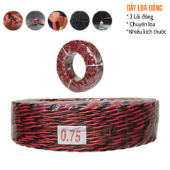 Dây loa đồng đỏ đen, kiểu xoắn, chuyên loa, 2 lõi