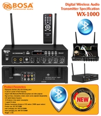Amply phân tần bosa WX-1000, USB/Bluetooth/FM/AUX/micrô, 30w