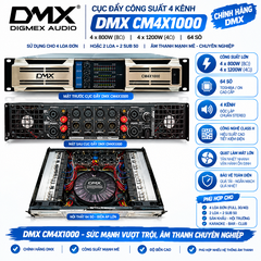Cục đẩy công suất 4 kênh DMX CM4X1000, 4x800w, 64 sò