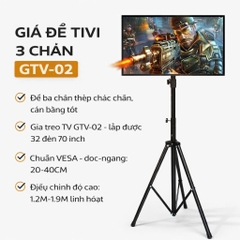 Giá Để Tivi 3 Chân GTV-02 Loại Lớn – Kèm Giá Treo, Dùng TV 32–70 Inch Chắc Chắn