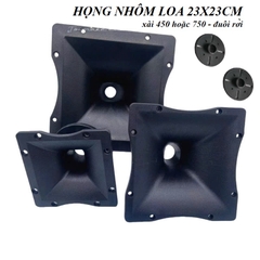 Họng loa treble bằng nhôm KT 23x23cm, xài 450 hoặc 750,Lỗ họng 4.5cm