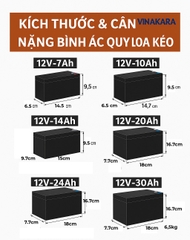 Bình điện 12V BD12LK Ắc Quy 12V7 – 12v10 - 12v14 - 12v20 - 12v24 - 12V30 Ah  - cho loa kéo - phiên bản