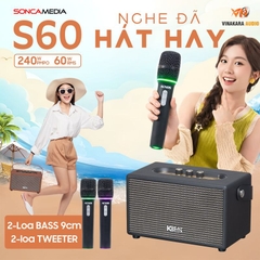 Loa Xách Tay Acnos S60 New 2026 240W Bluetooth 5.0 Kèm 2 Micro Không Dây, Karaoke Di Động