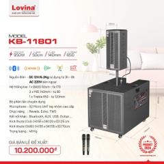 Loa cột Lovina KB-11801 (1 Sub 50 + 1 treble 350 + 2 Trung 12cm)