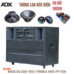Thùng Loa Kéo Điện Ngoài Trời ADX 218-LKD PRO, Bass 50 Đôi, 1800W-2000W