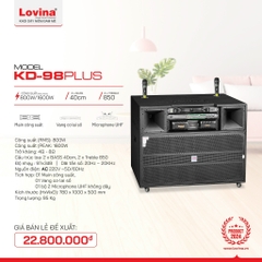 Loa kéo điện Lovina KD98PLUS, 2 bass 40cm 2 treble 850, 1200W