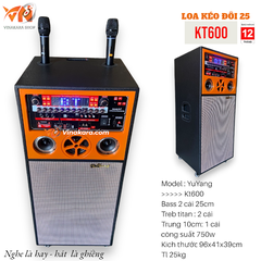 Loa kéo di động YUYANG KT600, 2 bass 25 + 2 treble + 1 Mid