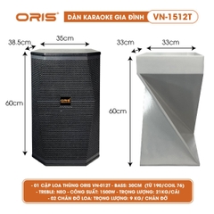DÀN KARAOKE GIA ĐÌNH ORIS VN-1512T , 2 Full 1 Sub