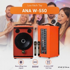 Loa xách tay ANA W-550, loa đồng trục, 2 Micro UHF, 800w