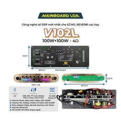 Mạch Board công suất loa kéo V102L, 100W + 100W, 2 kênh stereo