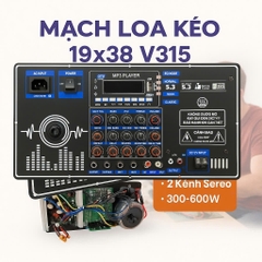 Mạch loa kéo 19x38 - KT 19x38cm, 2 Kênh Stereo, 300-600w model V315