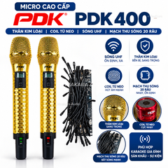 MICRO LOA KÉO KHÔNG DÂY PDK400 CAO CẤP - THÂN KIM LOẠI, COIL TỪ NEO, SÓNG UHF