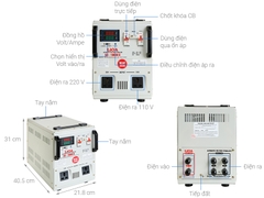 Ổn áp LiOA 1 pha 10kVA LiOA SH-10000II (Loại 10Kg), SH-7500ii 7.5Kva (Loại 7,5KVA) dải 90 trở lên