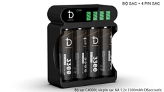 Bộ sạc C4000L tự ngắt , pin sạc AA 1.2v 3300mAh DBaccoutic chính hãng