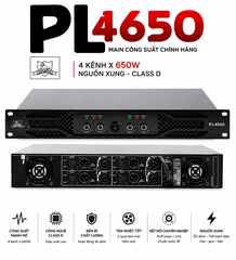 Cục đẩy công suất 4 kênh Shidun PL-4650, 4 kênh, Nguồn xung classs D,4x650w,  bh 12 tháng