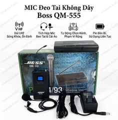 MIC Đeo Tai Không Dây Boss QM-555 VHF – Âm Thanh Rõ Nét, Sóng Ổn Định, Chuyên Dùng Giảng Dạy & Sự Kiện