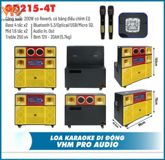 Loa kéo  mạch 4 tấc đôi VHM GD215-4T