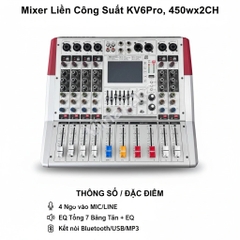 Mixer Liền Công Suất KV6Pro,  450wx2CH