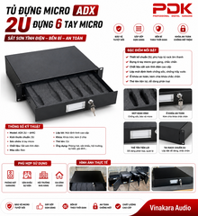 Tủ đựng micro ADX 2U, đựng 6 tay micro, sắt sơn tĩnh điện, bền bỉ