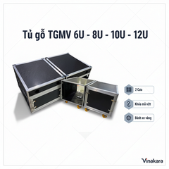 Tủ gỗ TGMV 6U - 8U - 10U - 12U - 2 cửa ,khóa mỏ vịt, bánh xe vàng, mixer yêu cầu riêng - phiên bản