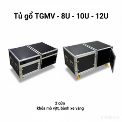 Tủ gỗ TGMV 6U - 8U - 10U - 12U - 2 cửa ,khóa mỏ vịt, bánh xe vàng, mixer yêu cầu riêng - phiên bản