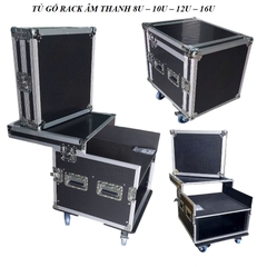 Tủ gỗ âm thanh 8u, 10u, 12u, 16u (bánh xe tốt, không chân bàn laptop, cánh bướm, cửa trước sau)