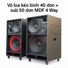 Vỏ loa kéo bình 40 đơn + sub 50 đơn MDF , mạch 19x38, 4 way