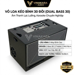 Vỏ loa kéo bình 30 đôi 3 tấc, mạch 19x38cm, MDF