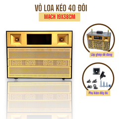 Vỏ thùng loa kéo bình 40 4 tấc đôi, mạch 19x38cm, kiểu ngang