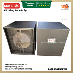 Vỏ loa sub hơi 30 3 tấc VLS3T-03, ván ép, KT KT 43x45x50