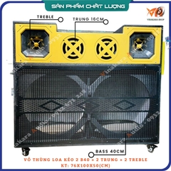 Vỏ thùng loa kéo bình 40 đôi, 2 bass 40cm, 2 loa trung, 2 loa treble, mạch 19x38