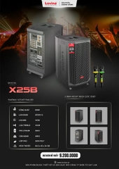 Loa Kéo LOVINA X25B 25 Đôi – 2 Bass 25cm, Công Suất 650W, Pin Lithium 20Ah