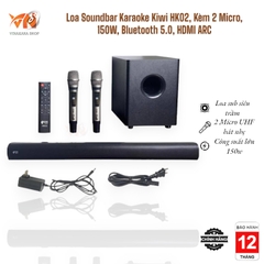 Loa Soundbar Karaoke Kiwi HK02, Kèm 2 Micro, 150W, Bluetooth 5.0, HDMI ARC