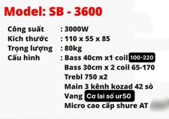 Loa kéo điện 3 bass, 2 bass 30 1 sub 40 treble 750